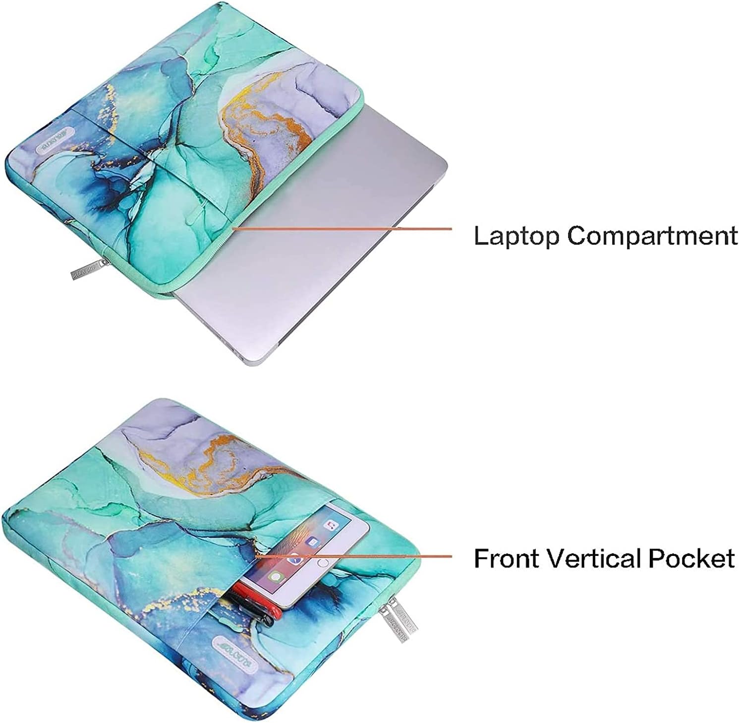 MOSISO Laptop Sleeve Case Compatible with MacBook Air 13 M2 A2681 M1 A2337 A2179 A1932 2023-2018 / Pro 13 inch M2 M1 A2338 A2251 A2289 A2159 A1989 A1706 A1708, Polyester Vertical Bag Marble MO-MBH189