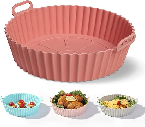Forro de silicona para freidora de aire, olla duradera para freidora de aire, accesorios para horno (grande, marrón)