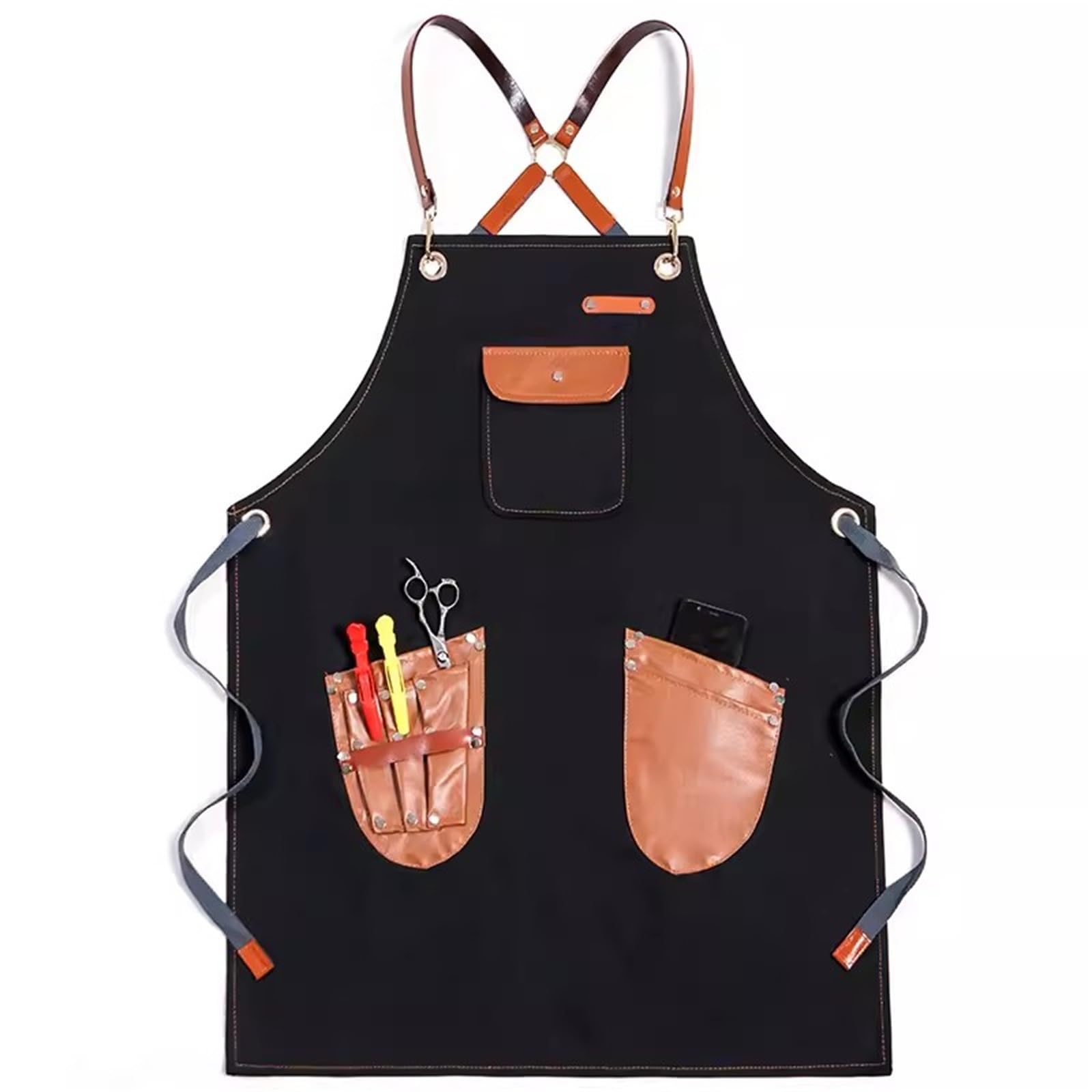 Grembiule for Attrezzi Grembiule for Parrucchiere Barista tè al Latte Fiorista Ristorante Grembiule da Lavoro for Uomo Donna,avvolgimenti di Lavoro(Noir)
