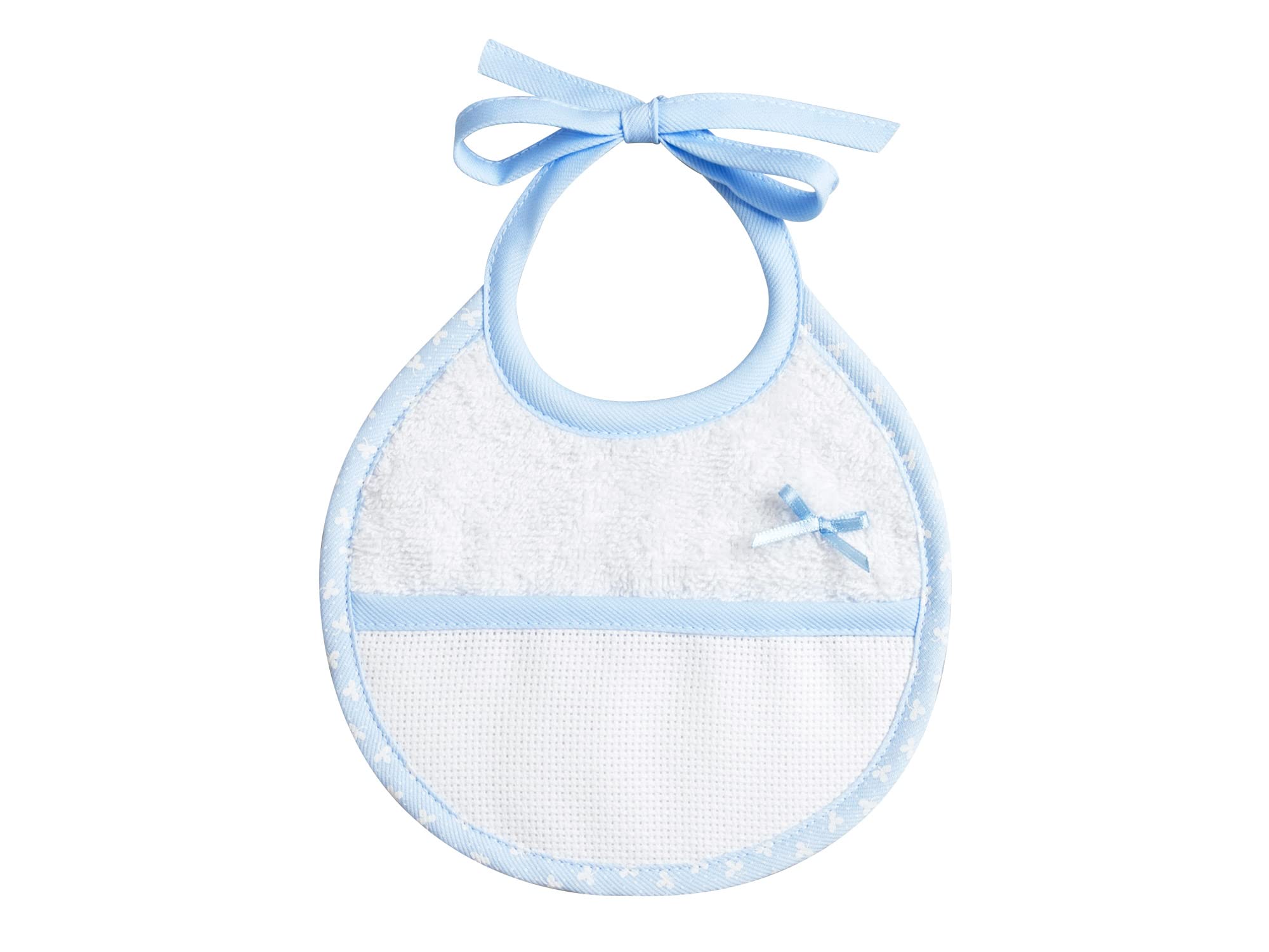 Filet - Set Bagnetto 3 Pezzi da Ricamare, Accappatoio Triangolo, Busta con Cerniera, Bavaglino, Originale Idea Regalo per Neonati, Made in Italy, Colore Azzurro