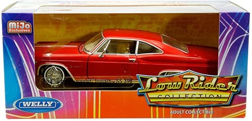 1965 Chevy Impala SS 396 Lowrider Rojo Metálico Low Rider Collection 1/24 Modelo de automóvil fundido a presión por Welly 22417