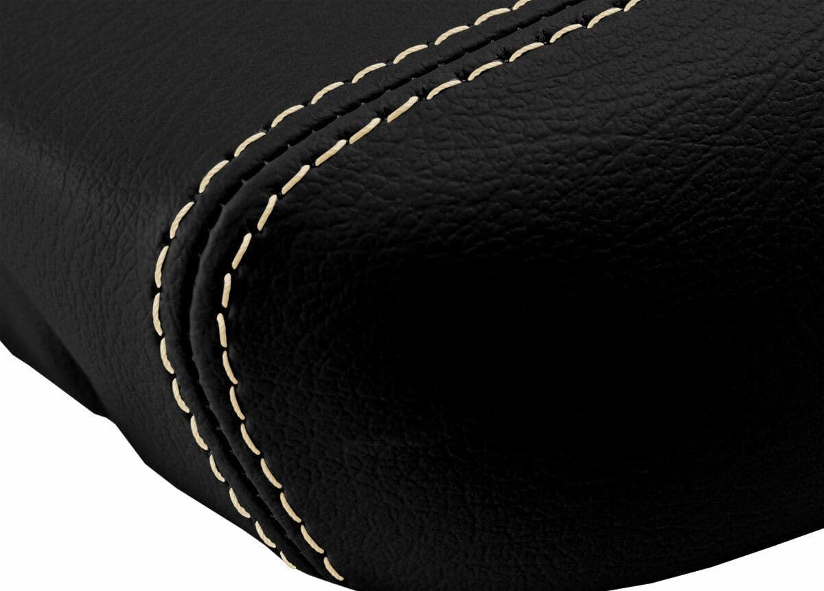 PVC Leather Console Lid Pull Over Cover Beige Stitch Compatible with Hyundai Equus 10-13