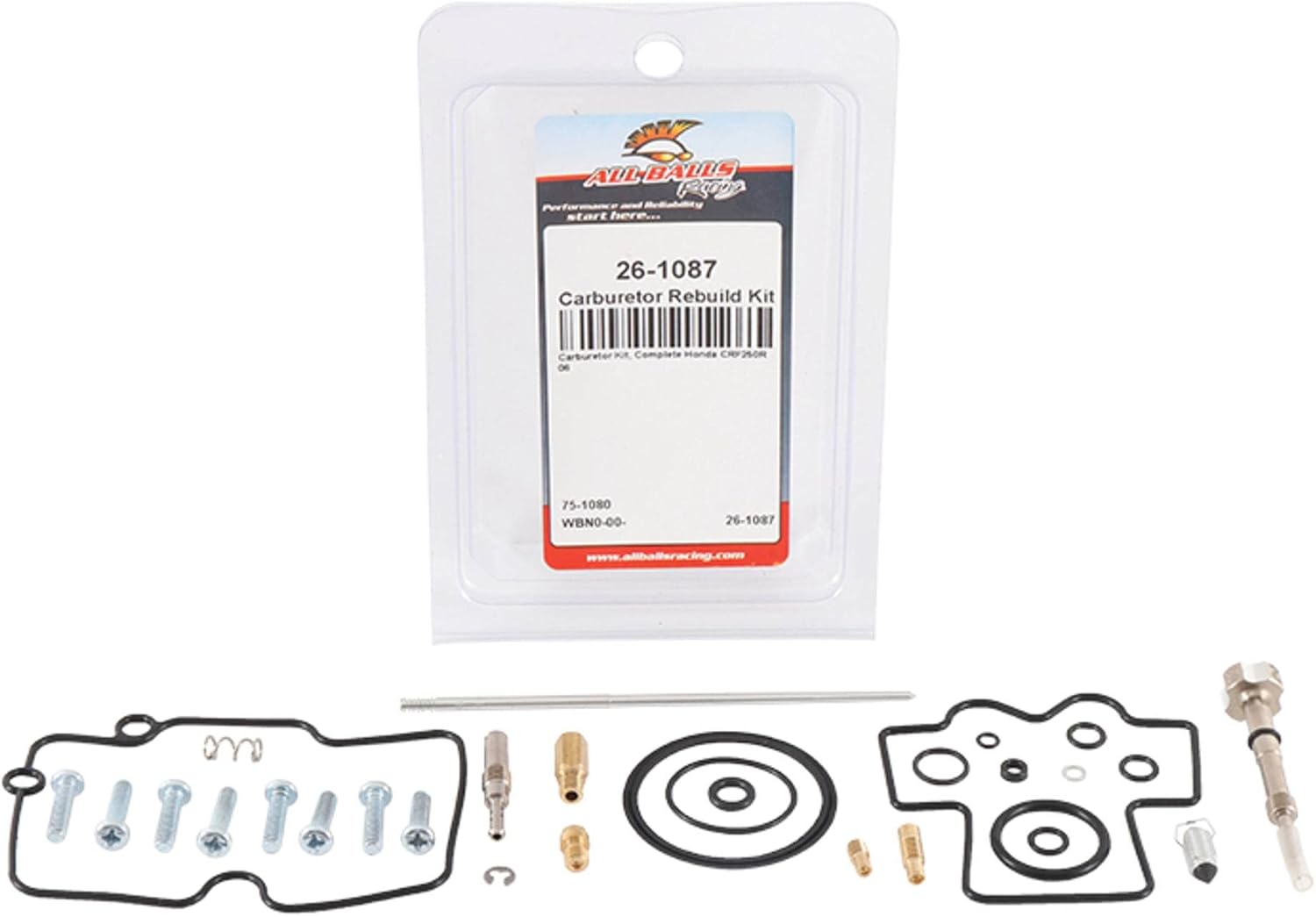 All Balls Racing Carburetor Rebuild Kit 26-1087 Compatible With/Replacement For Honda CRF250R 2006