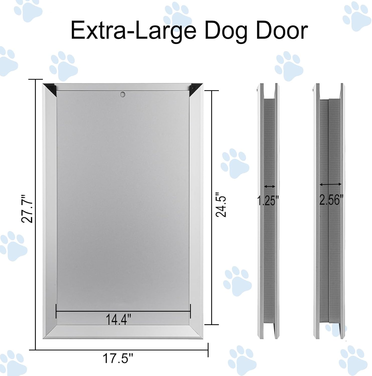 Extra Large Dog Door, Aluminum Frame Pet Door 17.5" x 27.7", Weatherproof Dog Door with Automatic Closing Magnetic Flap and Lockable Sliding Panel Easy Install on Interior Exterior Door
