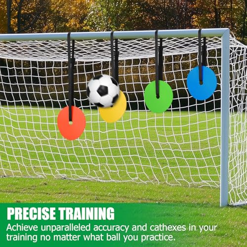 TOBWOLF 4PCS Soccer Goal Target, 6\" Discs Soccer Goal Shooting Targets with Adjustable Extra-Long Strips, Football Flat Spot Maker to Enhance Shooting Accuracy Speed for Lacrosse Hockey Baseball
