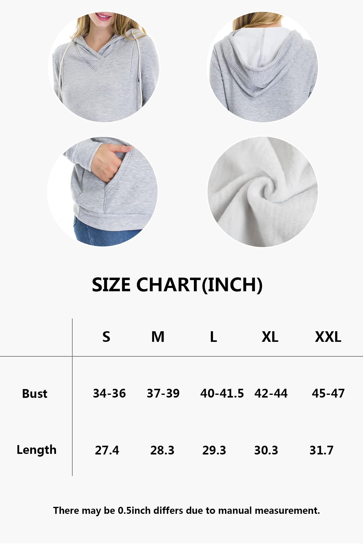 Smallshow Stillanzug Mutterschaft Fleece Stillpullover Stilloberteil Hoodie Sweatshirt Deep Grey 2XL