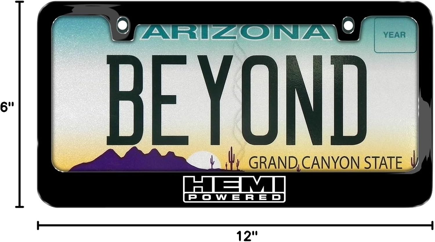 iPick Image for HEMI Powered UV-LED Printed American-Made Black Metal License Plate Frame