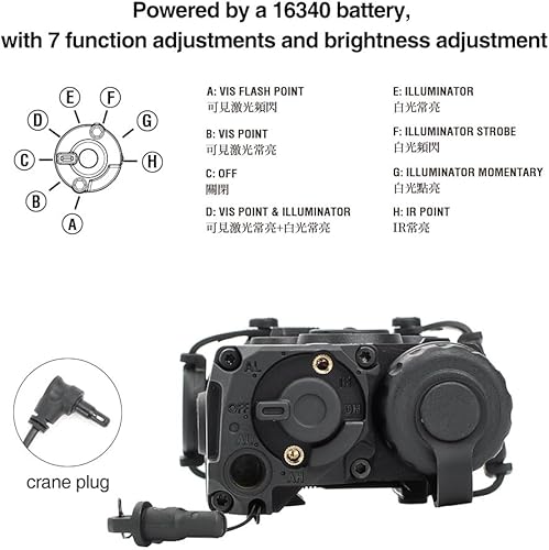 Miniatura 3 de QIRUIMY Nylon Plastic Airsoft OGL Box Tactical Aiming Laser Sight, 7 Modes with Red Laser+White Light+IR Laser, for AEG GBB CQB Picatinny Rail