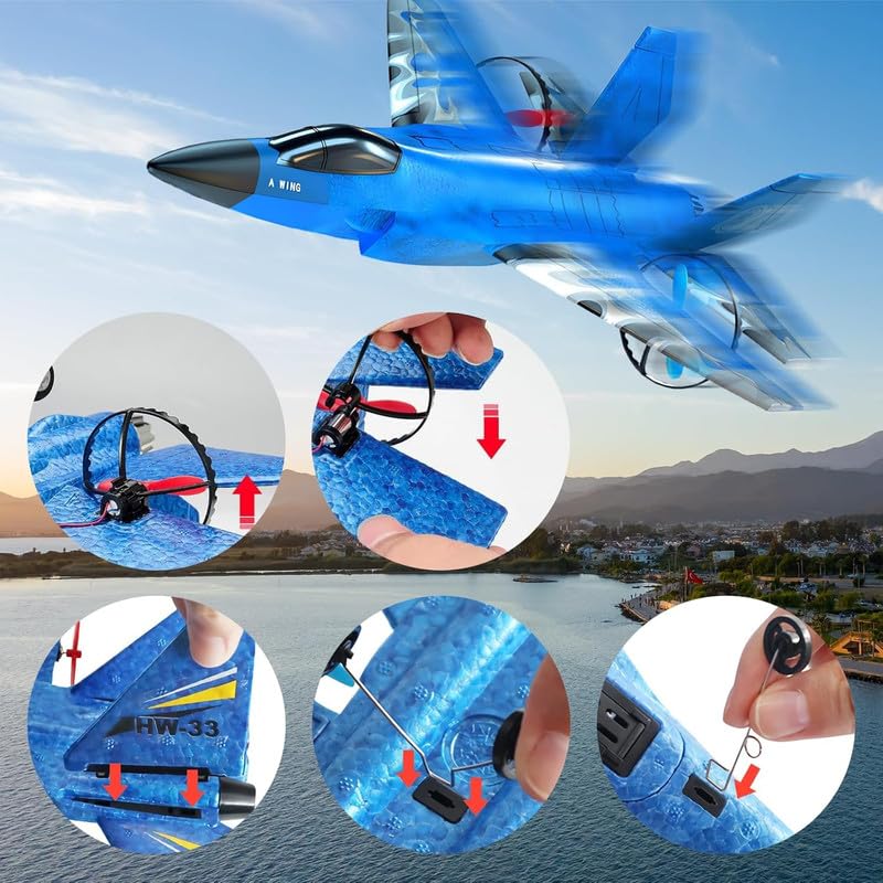 Image of RC Plane Model SU-27 2.4Ghz Axis Gyro Remote Control Airplane Rc Airplane for Beginners Family Toys for Outdoor Activities (Blue-2)