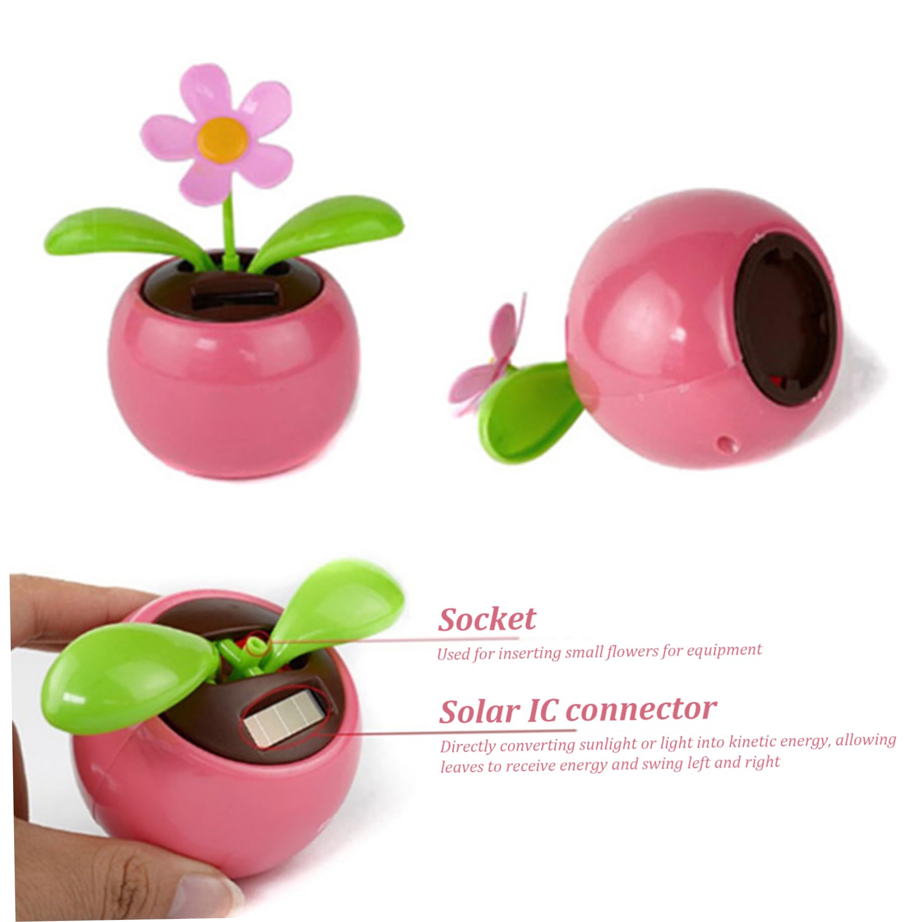 Fiore di Danza Solare, Carino Fiore di Ballo a energia Solare, Giocattoli da Ballo Solare in plastica, 4x4,5 Figurine di Danza Solare per Auto Decorazione per Ufficio Domestico Giochi Estivi