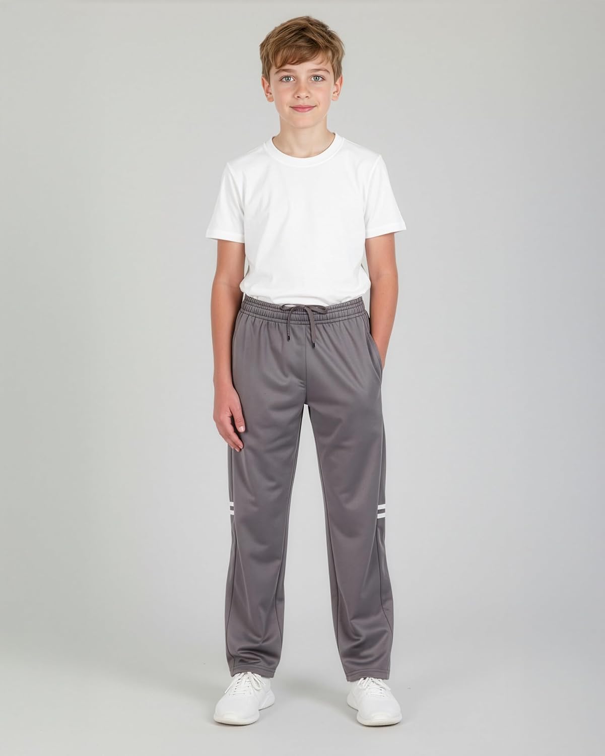 Real Essentials 3 Pack: Boys' Tricot Open Bottom Sweatpants - Athletic Running Pants with Pockets for Kids Teens Youth - Image 4