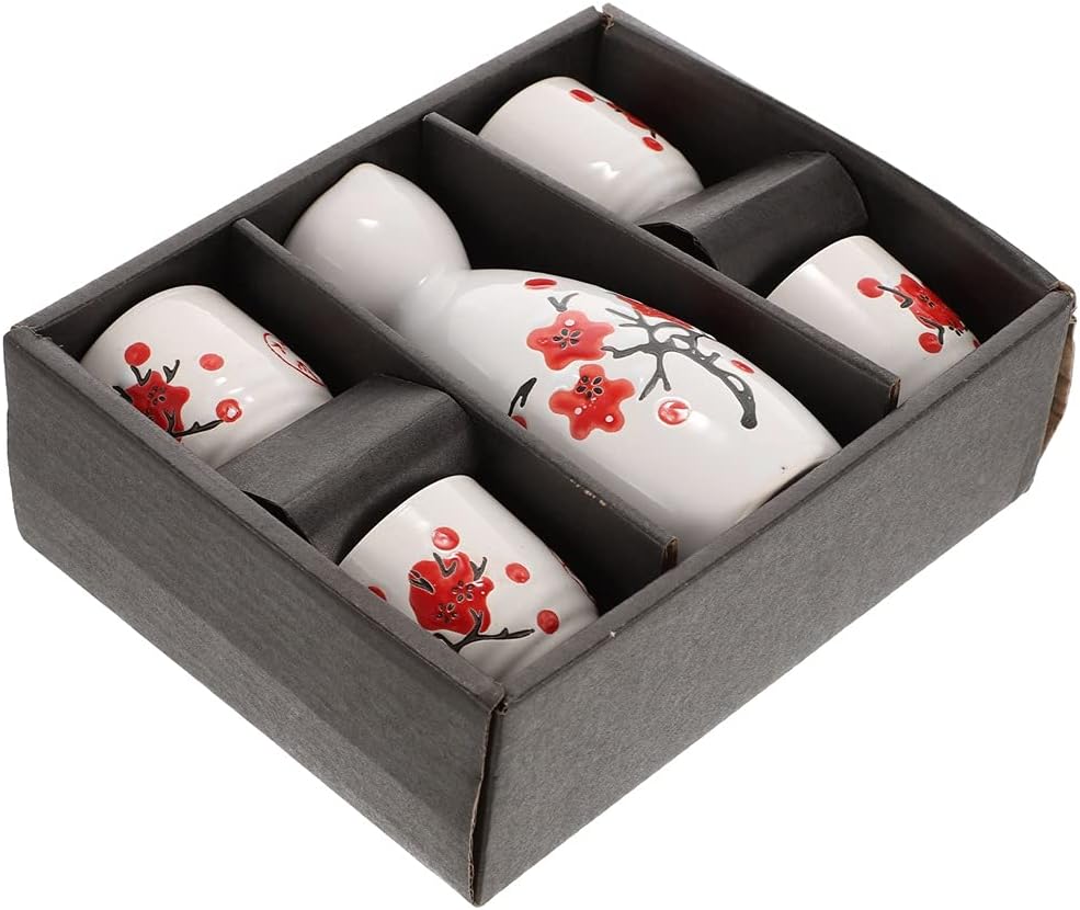1 Set of Simple Storage Containers Delicate Sake Pot Japanese Style Wine Cups