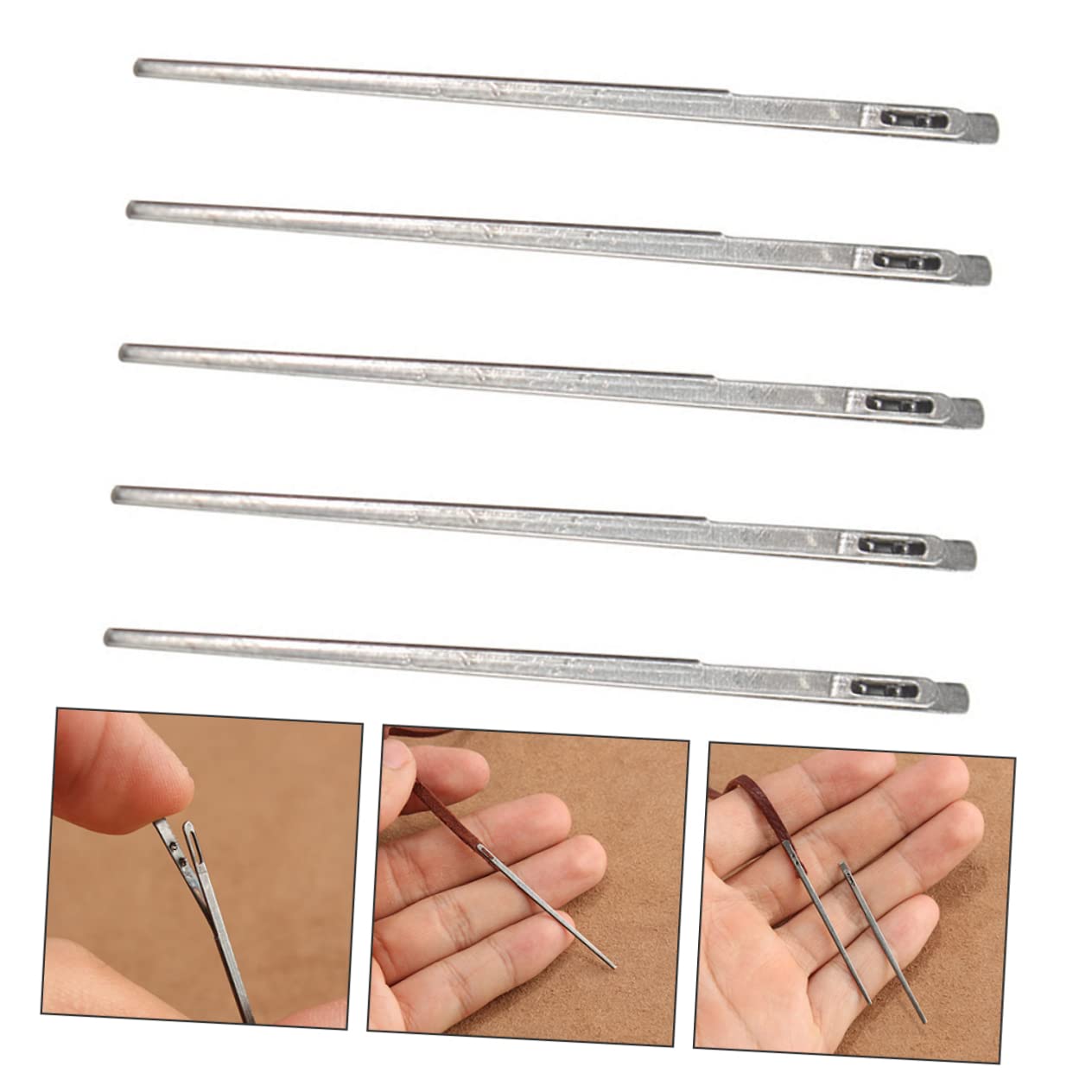 Uonlytech 5Pcs Leather Cord Needles for DIY Crafting Weaving Tool for Easy Stitching and Threading Leather Thread Needle for Bracelet Making