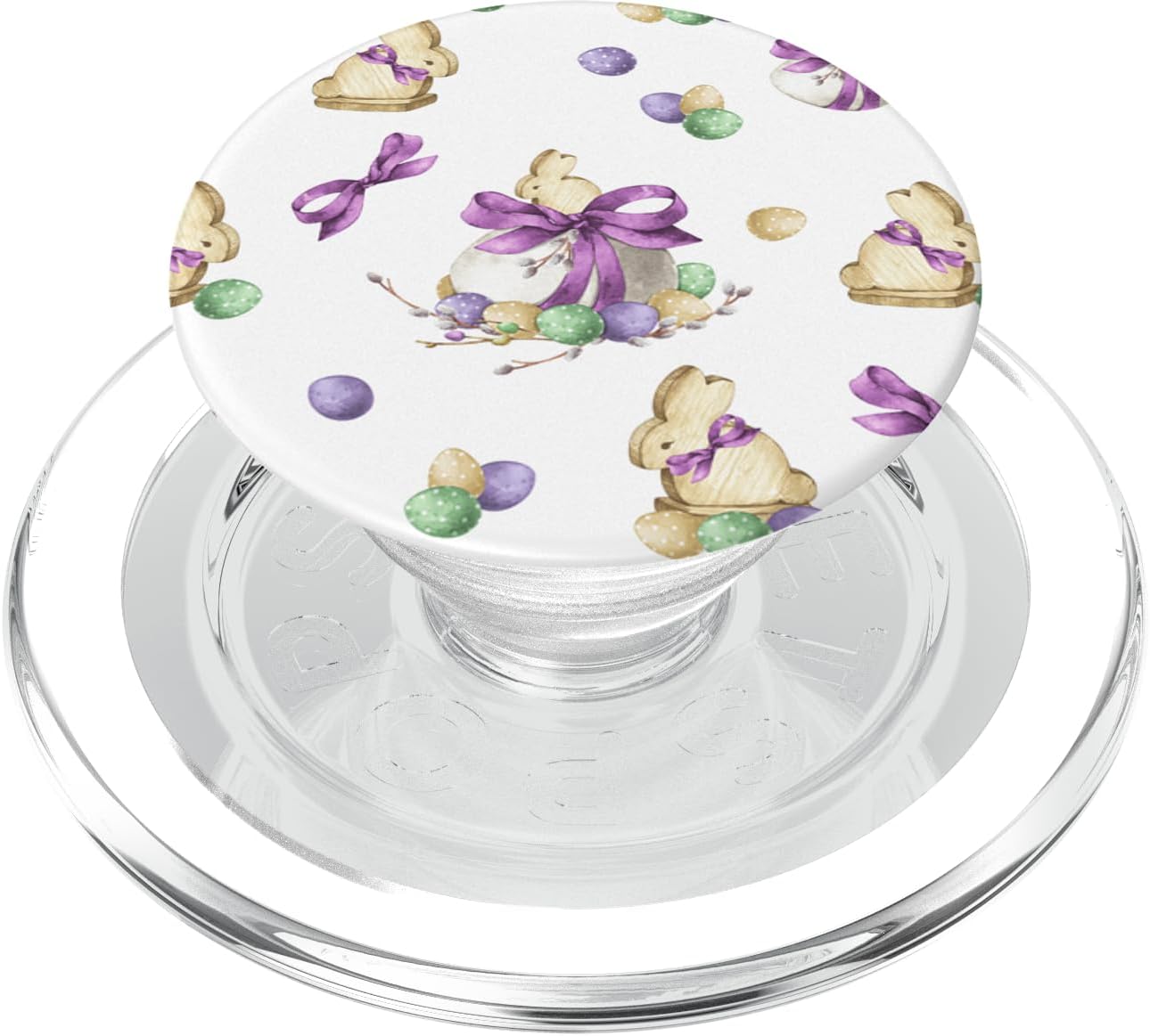 Unique Easter Bunny And Easter Egg Pattern Purple Spring PopSockets MagSafe PopGrip for iPhone