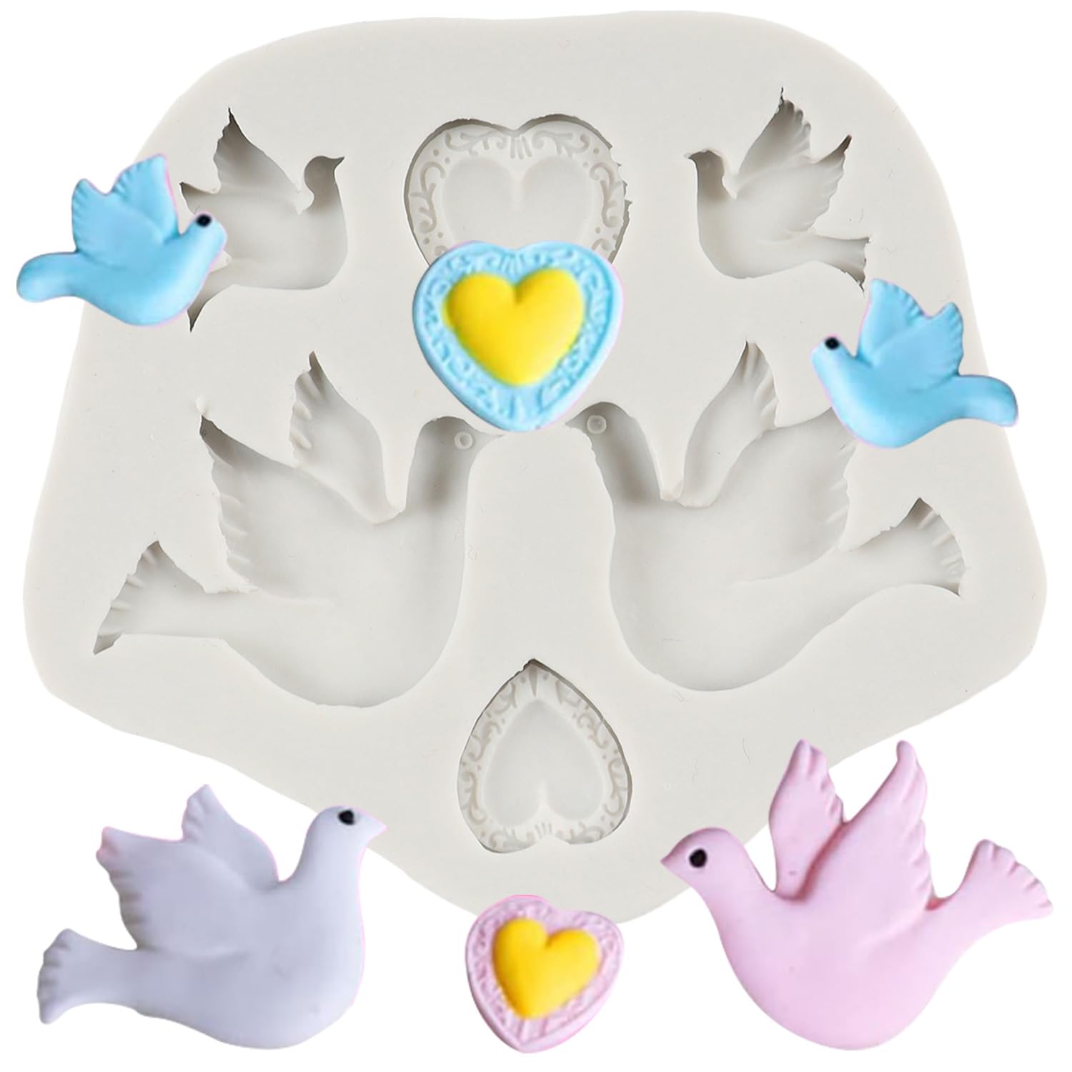 QDMOLDSDove Chocolate Molds Pigeon Silicone Fondant Molds for Bird Cake Decoration Cupcake Topper Sugar Craft Chocolate Candy Polymer Clay Gum Paste