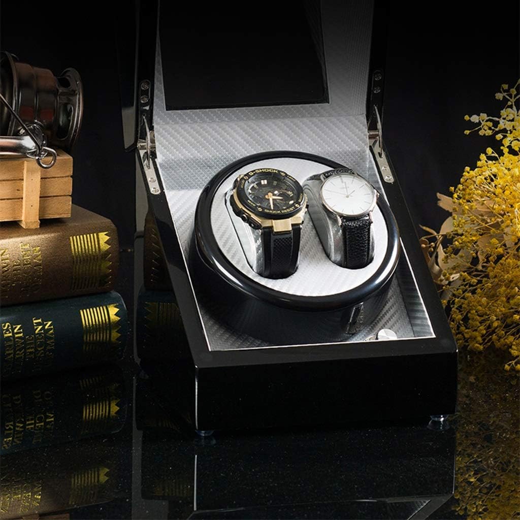 LSLYTQ Watch Winders Watch Winder Boxes Automatic 2+0 Mechanical Watch Winder Five-Speed Adjustable Quiet Motor Turn Table Device Piano Paint Watch Storage Box Watch Box,B,18 * 18 * 21CM Needed
