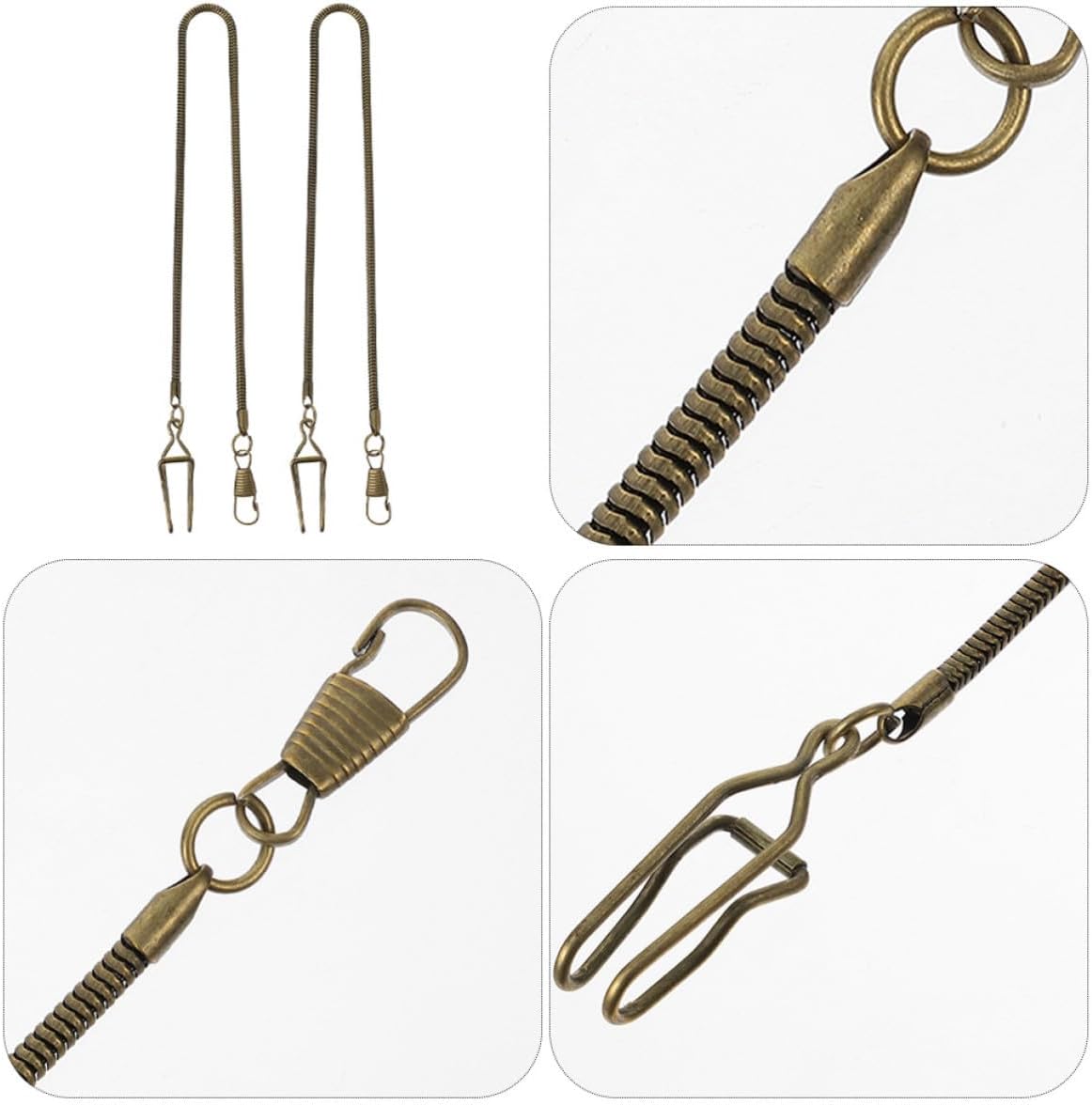 Vintage Metal Pocket Watch Chains with Smooth Surface and Easy to Use Design for Men 2pcs Coffee Color, for Costume and Suit Accessories