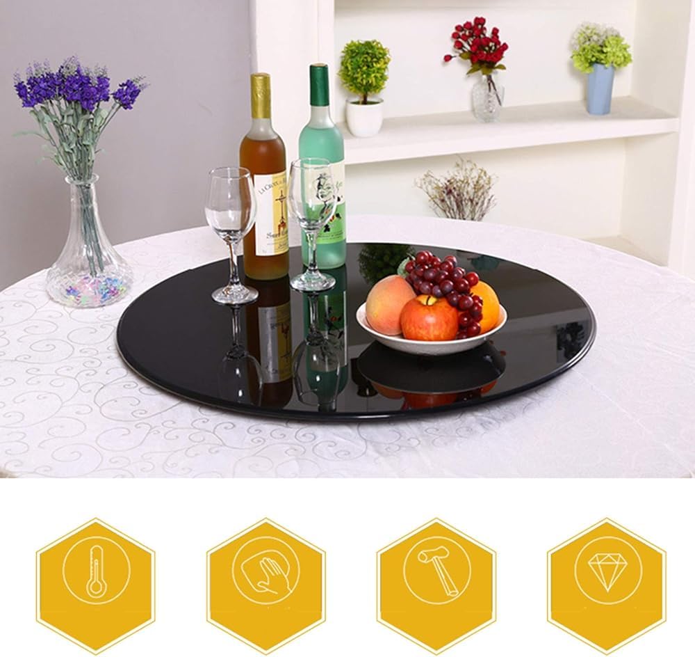 Obrotowy stolik Lazy Susan ze szkła hartowanego, obrotowa taca do serwowania Lazy Susan, obrotowa taca ozdobna, z obrotowym systemem wspomagania, talerz do serwowania obraca się płynnie (rozmiar