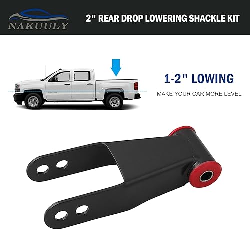 Miniatura 3 de Nakuuly Kit de suspensión de grillete trasero de 2 pulgadas compatible con Chevy y GMC C1500/C2500 1988-2019 Silverado Sierra 1500 1988-2019