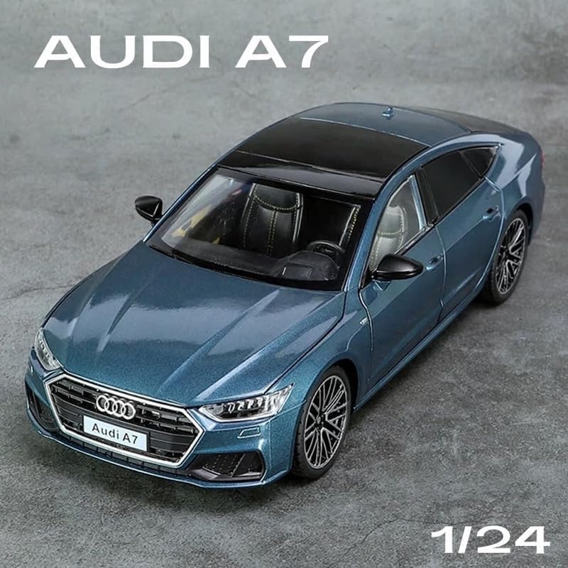 Image of Model 1:24 Audi A7 Model Alloy Metal Pull Back Die-cast Car Openable Doors with Sound and Light Vehicle Car Toy for Kids - Multicolor
