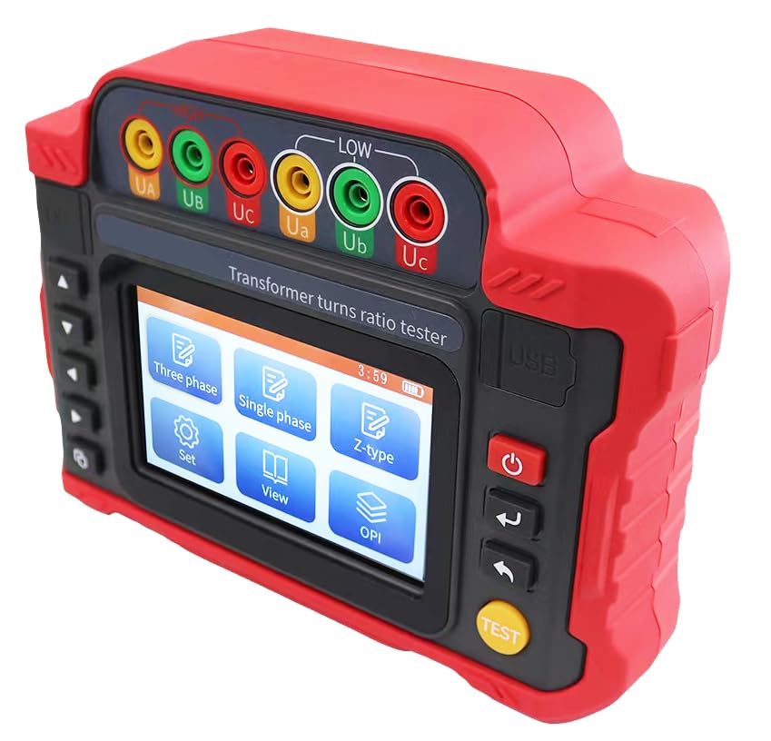 YFYIQI TTR Tester Transformer Turns Ratio Tester for Single-Phase Three-Phase Z-Type Transformer PT CT with Variable Ratio Range 0.9-10000 5-inch Touchscreen
