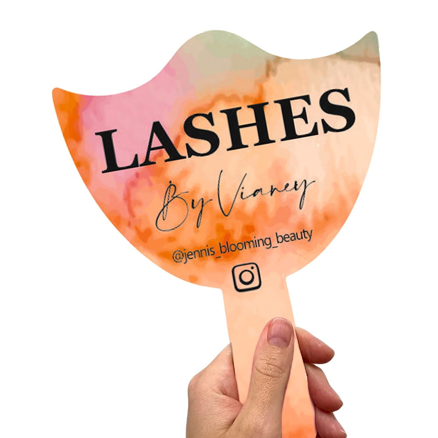 Zztingc Color1 Personalised Eyelash Technician Prop, Lash Room Decor, Lash Tech Mirror Prop, Eyelash Mirror, Handheld Mirror Social Media Prop(Color1)