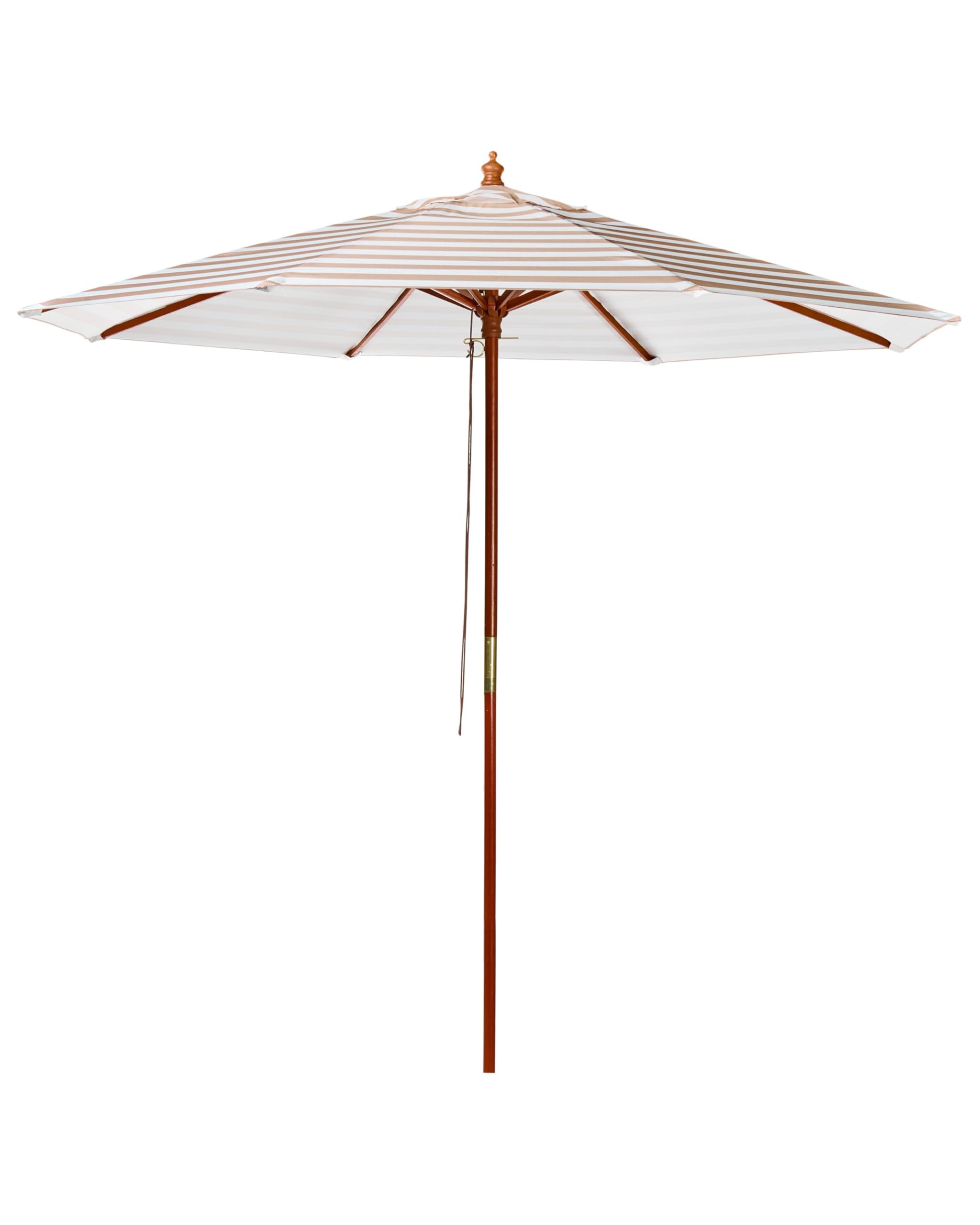 Beliani Sonnenschirm Ø 300 Cm – Sandbeige, Aus Polyester & Metall, Mit Kurbel & Lüftungsöffnung, Für Garten & Balkon