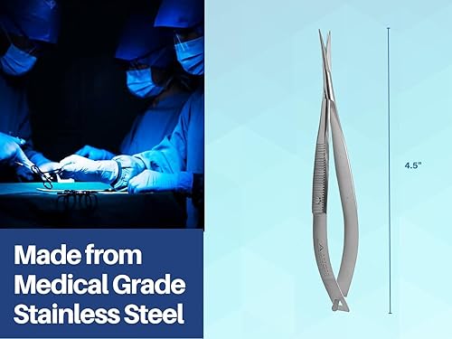 Miniatura 5 de Artman Instruments - Micro Tijeras de 4.5 pulgadas, corte de puntada Castroviejo, bordado, acción de resorte, tijeras de apriete extra afiladas para