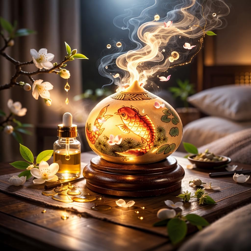 Hand-Painted Chinese Gourd Aroma Diffuser with Natural Mugwort Essential Oil – Decorative Home & Car Scent Ornament