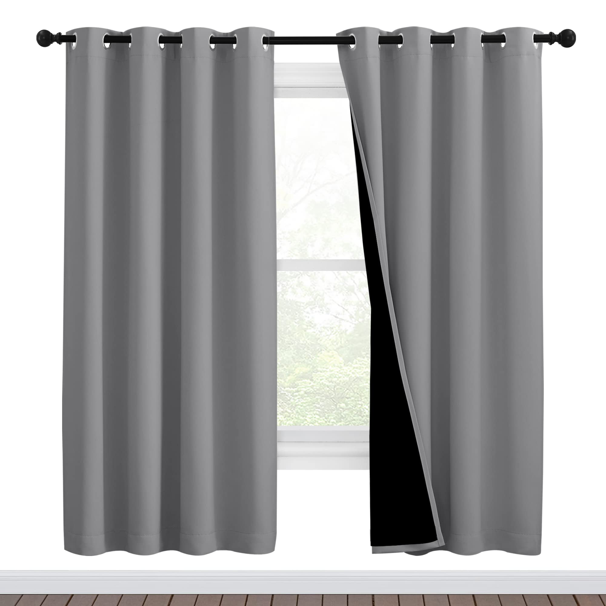 NICETOWN Full Shade Curtain Panels, Pair of Energy Smart & Noise Blocking Out Blackout Drapes for Dining Room Window, Thermal Insulated Guest Room