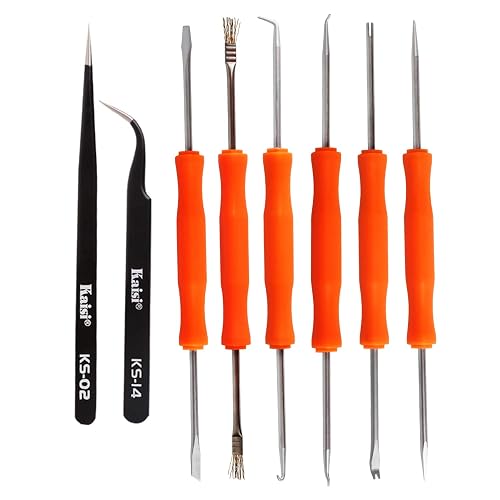 Kaisiking 6 Pcs Double Sided Soldering Assist Aid Repair Tool | with 2 Precision Tweezers for Electronics Repair and Soldering