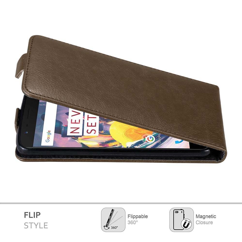 cadorabo Case for OnePlus 3/3T in Night Black – Protective Flip Case with Magnetic Clasp – Pocket Folio Case Cover