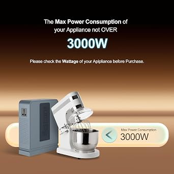 3000W Step Up Transformer 110v to 220v Converter, Heavy Duty Voltage Converter 110v-120v to 220v-240v with Dual Outlets, Overload Protection & Ultra-Quiet for Home Appliances, Grey Blue
