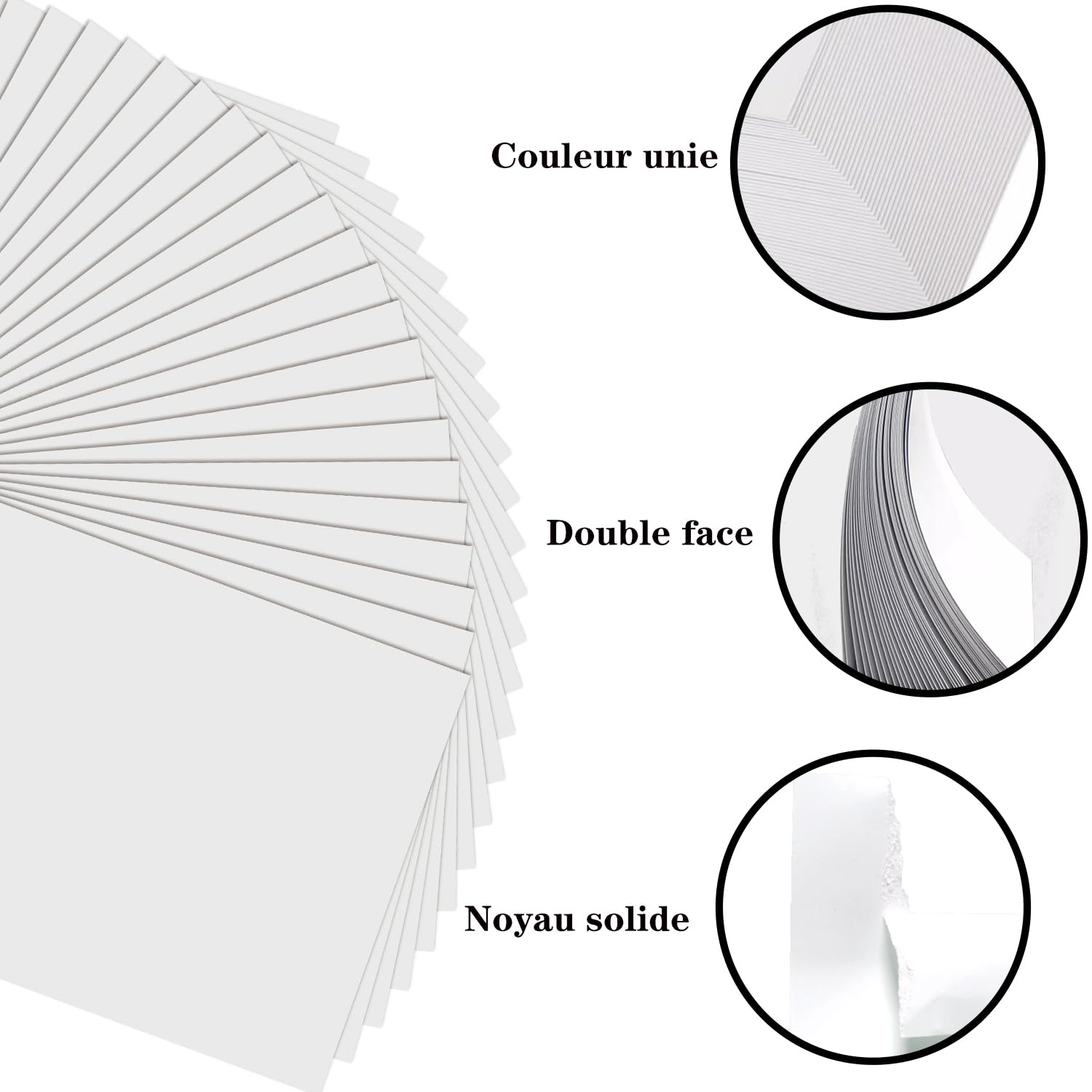 Lot de 25 feuilles de papier cartonné blanc, feuille cartonnée A4 250 g/m² épais carton bricolage pour la fabrication de cartes, le scrapbooking, l'impression au bureau et les loisirs créatifs