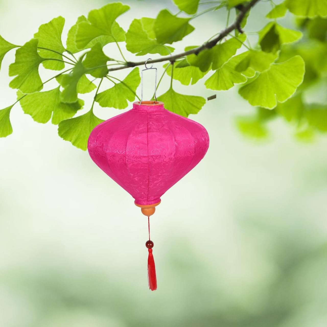 12 Vietnamese Lantern Foldable Festive Lamp Oval an Silk Lanterns Oval Flower Sushi Outdoor Party Fabric 3D Autumn Hanging Wire