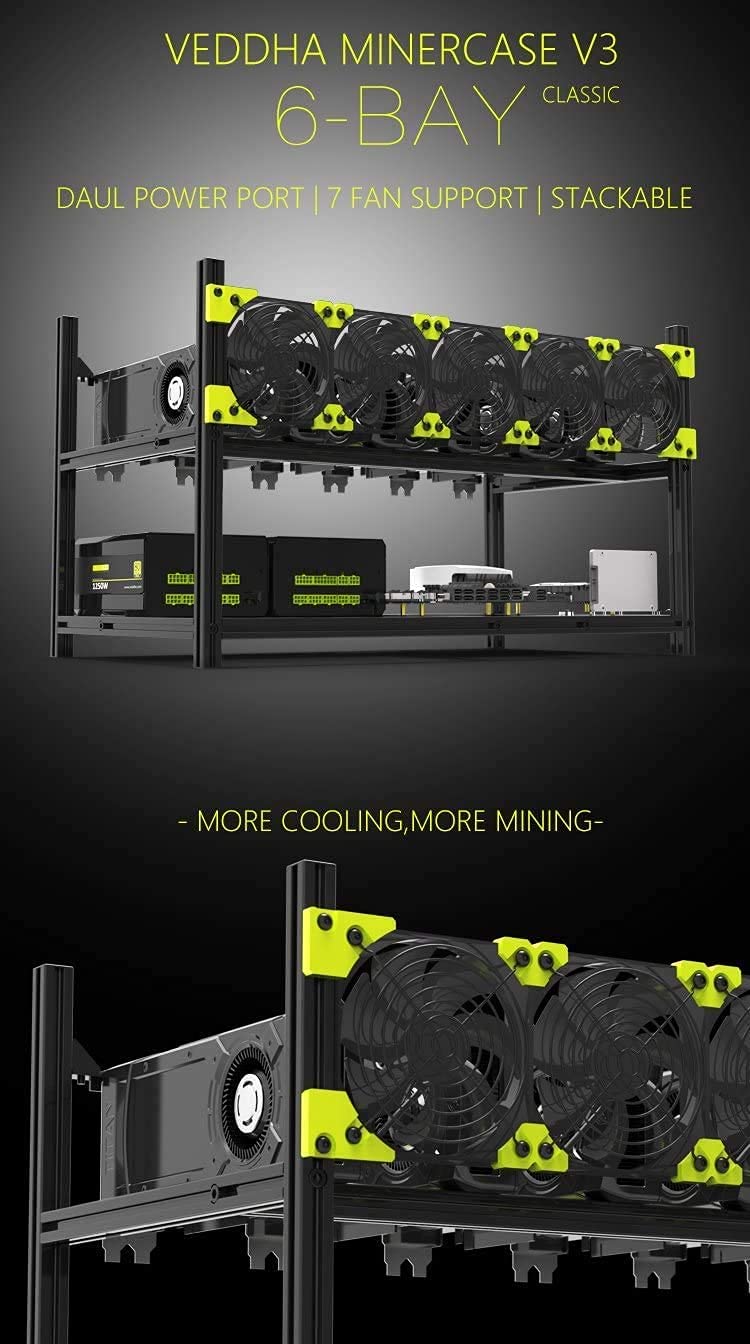 Amazon.com: Professional 6/8 GPU Miner Mining Case Aluminum Frame Mining Rig  for ETH ZEC/Bitcoin Crypto Coin Currency Mining Veddha (6GPU+5FANS) :  Electronics