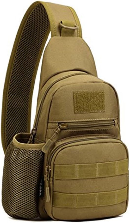 HUNTVP Small Tactical Sling Chest Pack Bag Molle Daypack Backpack Military Crossbody，Type1-Coyote Brown