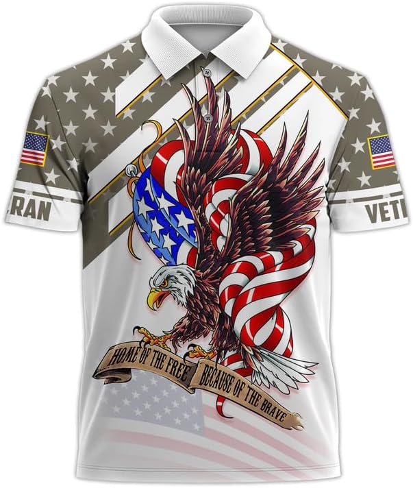 Home of The Free Veteran Polo Shirt, Veteran Shirt, Military Polo Shirts for Men, Veteran Gift, Military Dad Gifts