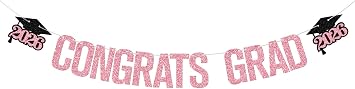 Congrats Grad Banner, Congrats Class of 2026 Graduation Decorations, Congratulations Graduate Banner, 2026 Congrats Grad Party Decorations, Pink Glitter