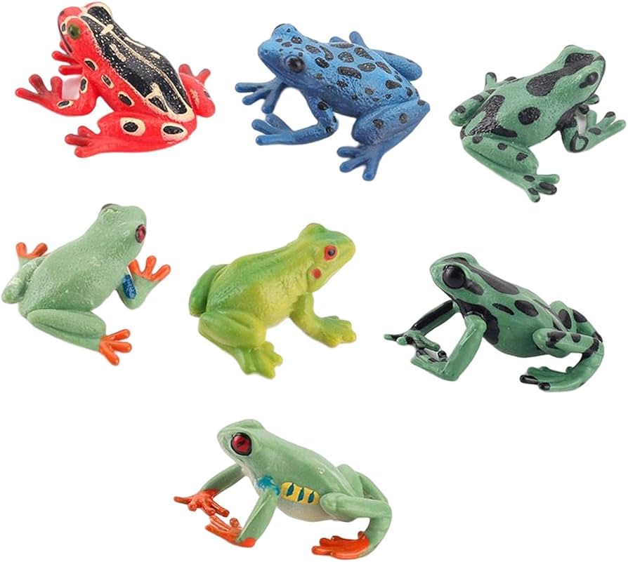 Amazon.co.jp: JWQFBC 7 個リアルなカエルのおもちゃフィギュア森林