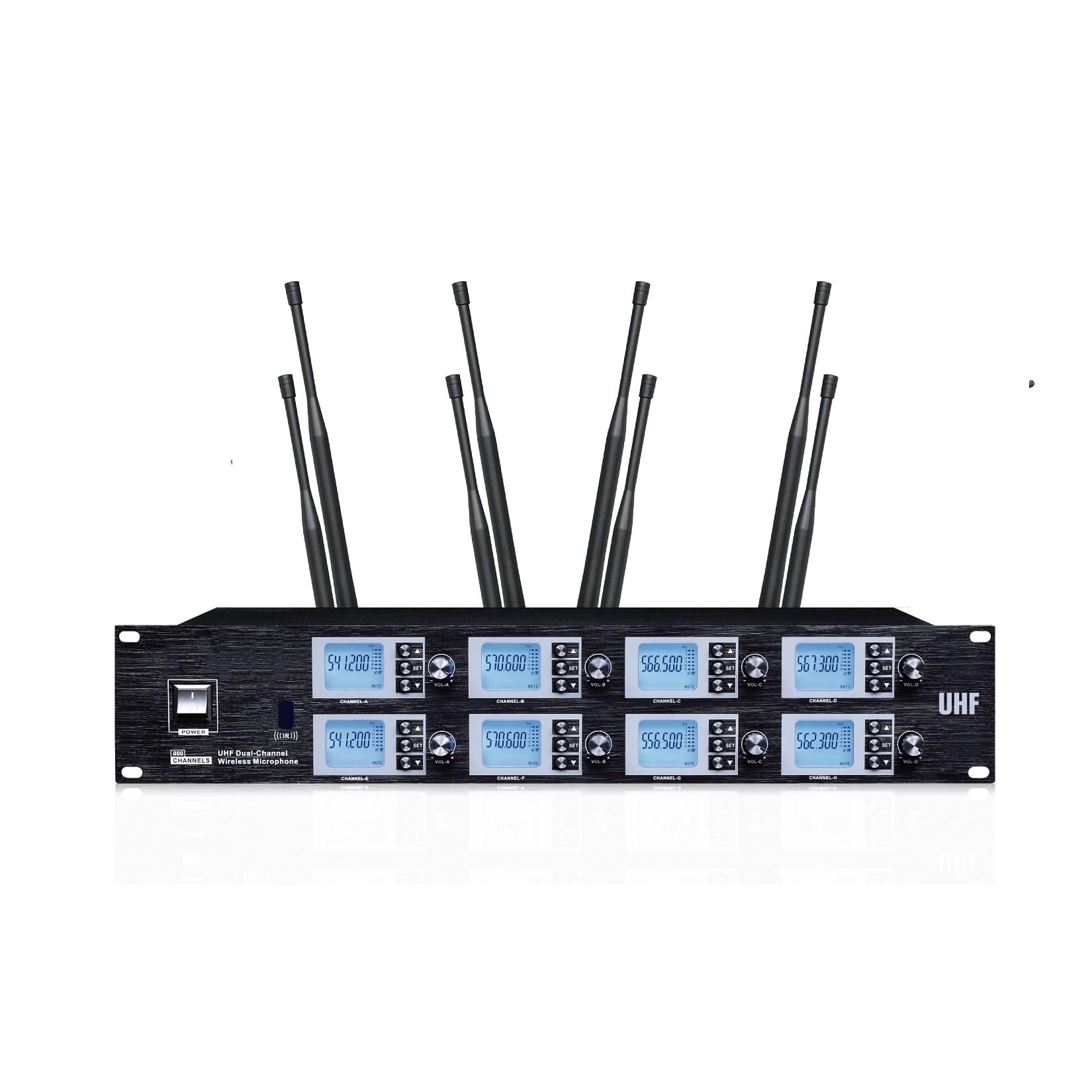 Microfono wireless per sala conferenze Sistema di microfoni UHF a 8 canali, 8 microfoni da tavolo a collo d'oca per esposizioni in chiesa, scuola, stadio, portata fino a 100 m, ricezione antenna 8