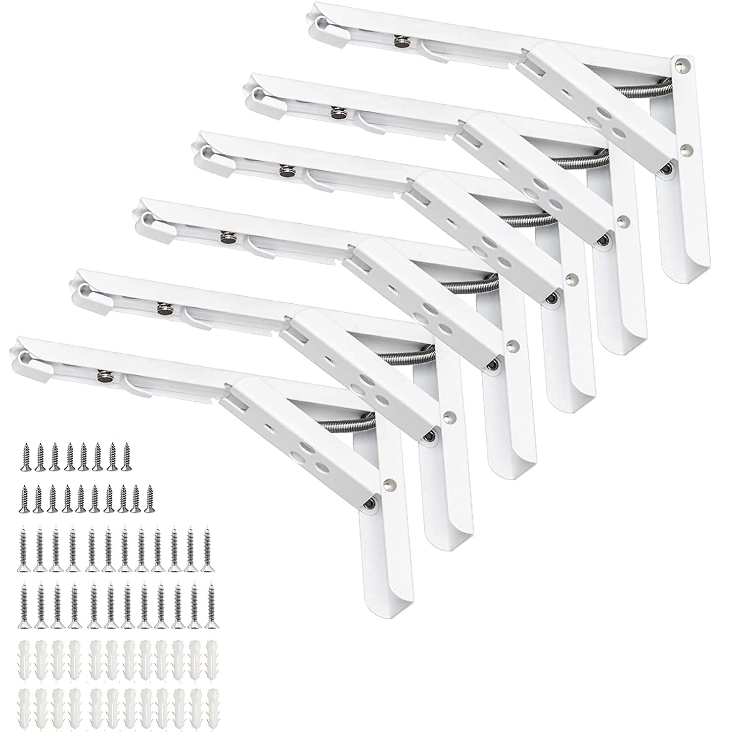 Buy 8 Inch Folding Shelf Brackets, WEWINK PLUS 6 Pack Black Metal Space