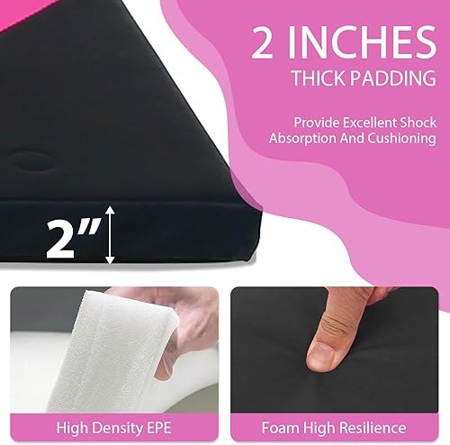 Vista 70 de Colchoneta de gimnasia para acrobacias, plegable, tapete de ejercicio para niños, adultos, tapete de yoga de piel sintética con asas de transporte