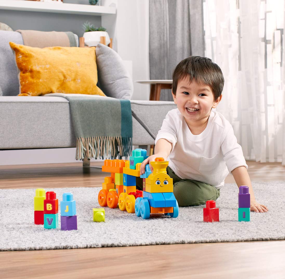 MEGA Bloks Tren Musical ABC, Juguete de construcción para bebé +1 año (Mattel FWK22) & Bloks Bolsa Clásica con 80 Bloques de Construcció, Juguete para Bebé + un Año Mattel DCH63