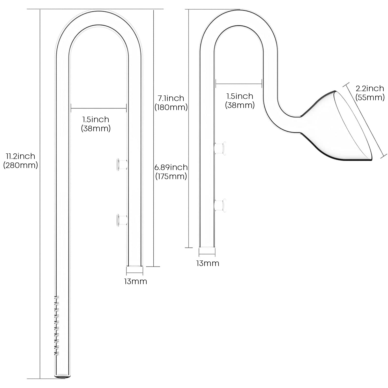 FZONE Kit per Tubi in Vetro con Giglio per Acquario Wasserlilien-Ablaufgarnitur Aquairum Glass (in&Outlet:13mm)
