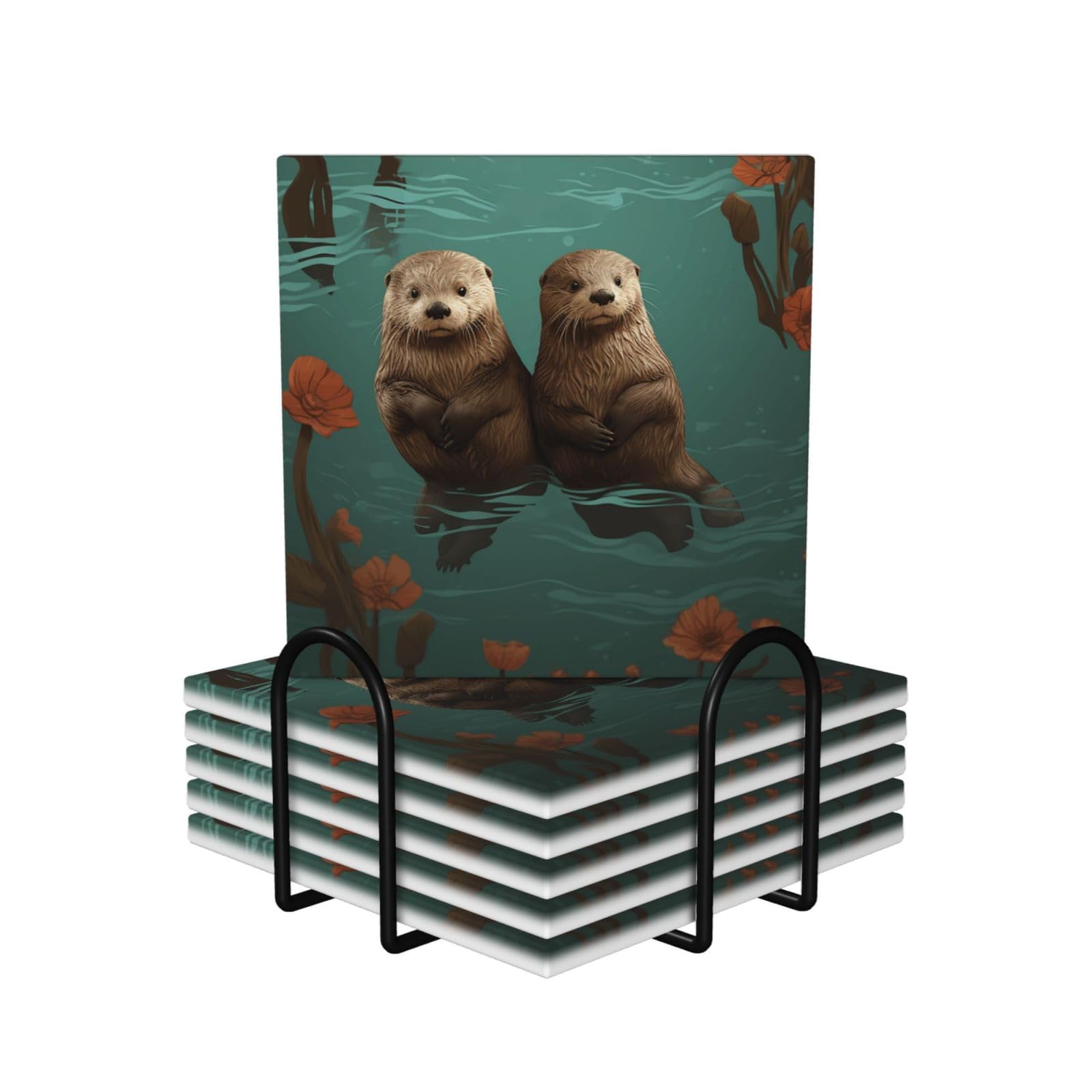 Dessous de verre céramique avec support lot de 6 dessous de table liège