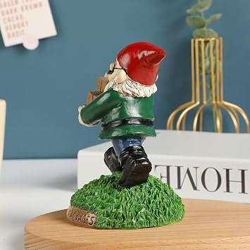 Creative Decorative Brick Moving White Bearded Dwarf Figurine ,Home Desktop Decoration
