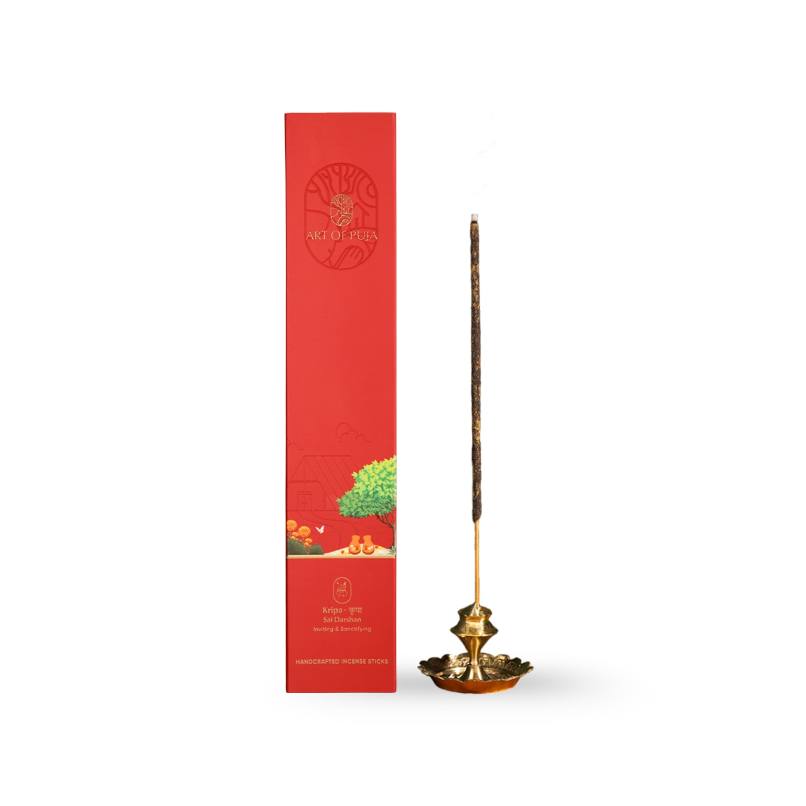 Sai Darshan Handcrafted Incense– 30 Agarbatti Stick | 1 Hr Burning Time, 2+ Hr Retention | Shirdi Inspired Sacred Fragrance, Low Smoke | Free Agarbatti Holder | Incense Sticks for Home