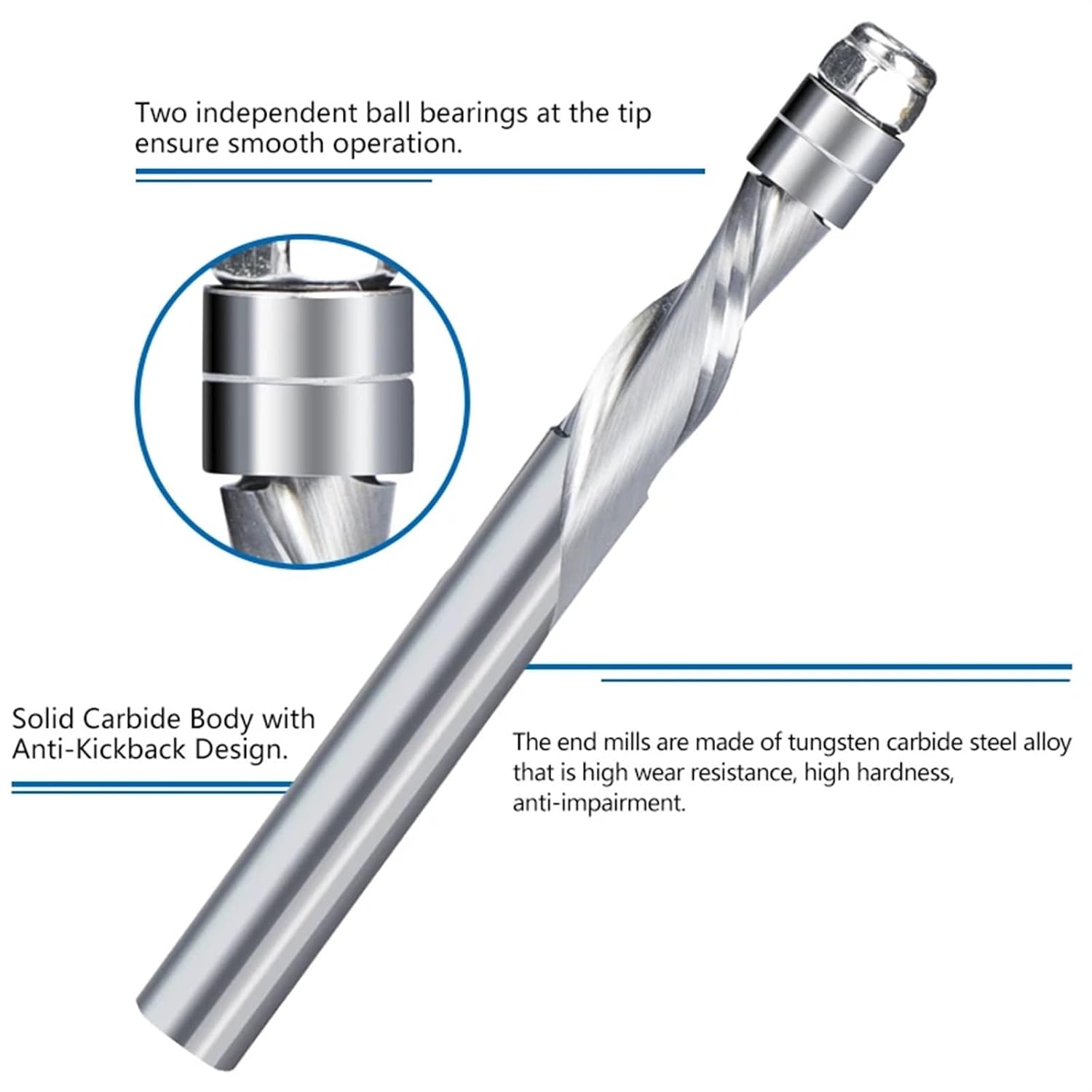 Up Cut 1/4 1/2 Shank CarbideWith Bearing for Woodworking Bit 1Pcs(12.7x31.75x98)