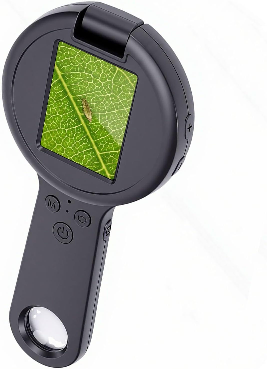 Handheld Magnifier Digital Microscope, Handheld Digital Magnifier with 2.4 Inch Screen, 500x Auto Focus, 16 LED Dual Light, for Kids Nature Observation Jewelry Viewing (Black)